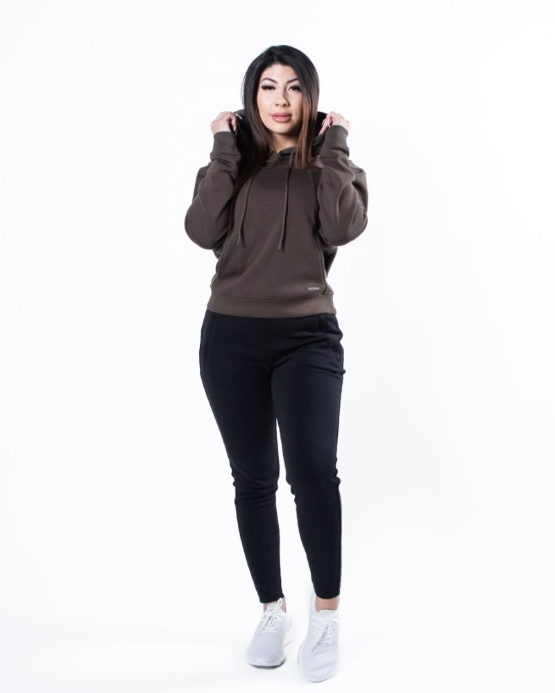 Dark Brown Alphalete Monarch Hoodie Women's Hoodie | 0368495-IS