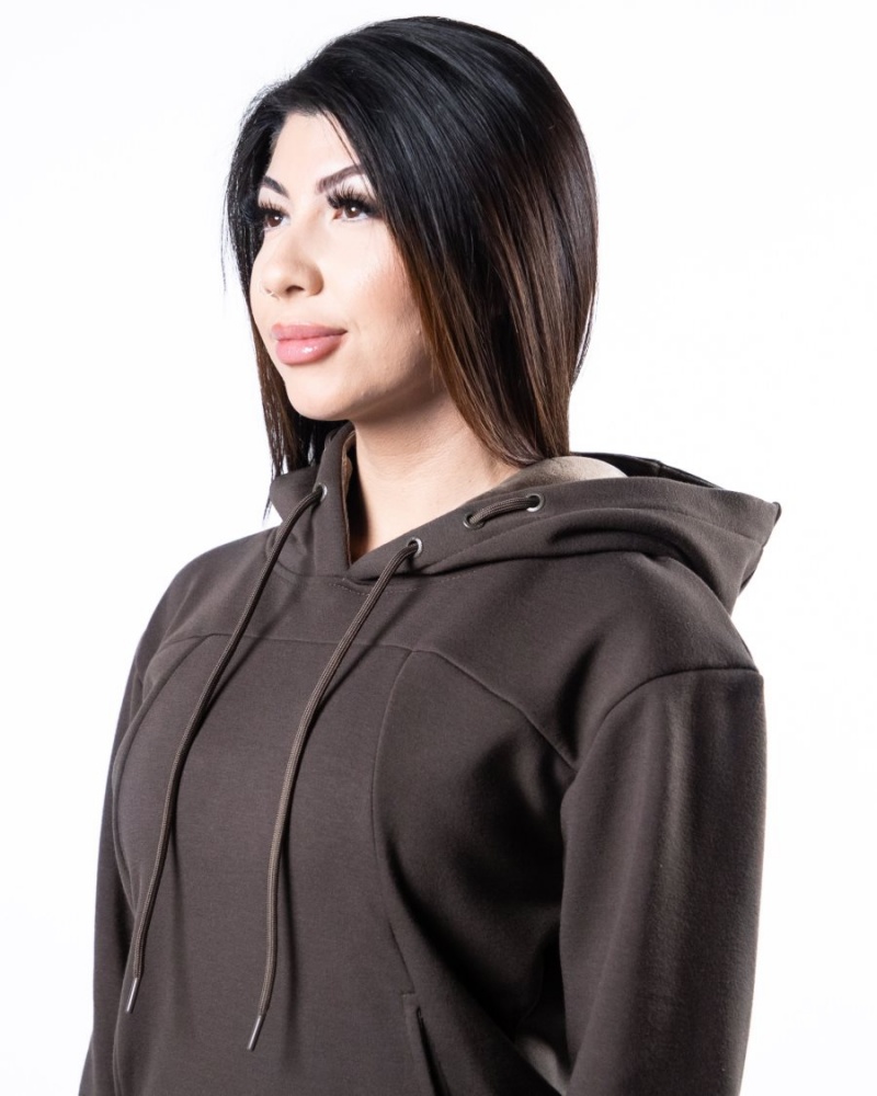 Dark Brown Alphalete Monarch Hoodie Women's Hoodie | 0368495-IS