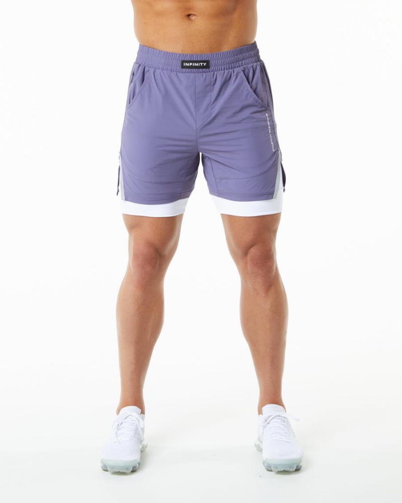 Digital Violet Alphalete Infinity Speed Short 5.5" Men's Shorts | 8614570-CZ