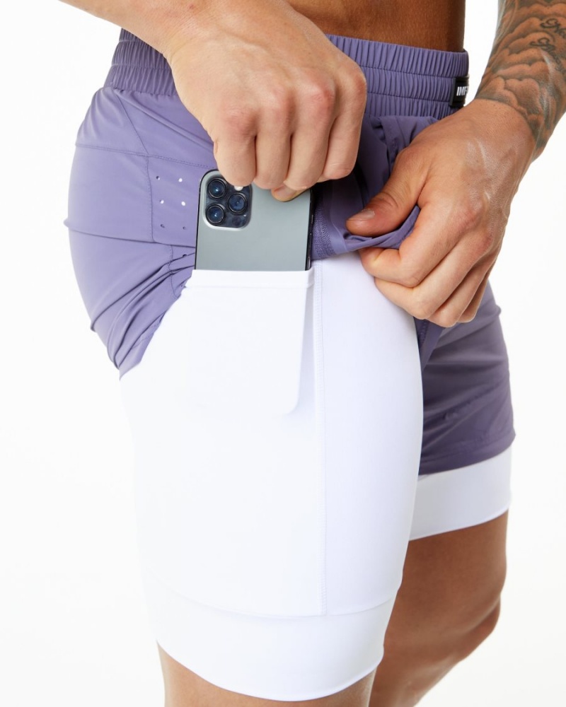 Digital Violet Alphalete Infinity Speed Short 5.5" Men's Shorts | 8614570-CZ