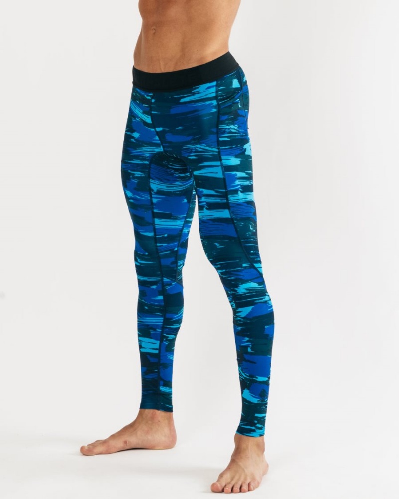 Electric Blue Camo Alphalete Core Training Tight Men's Underwear | 0638957-PE