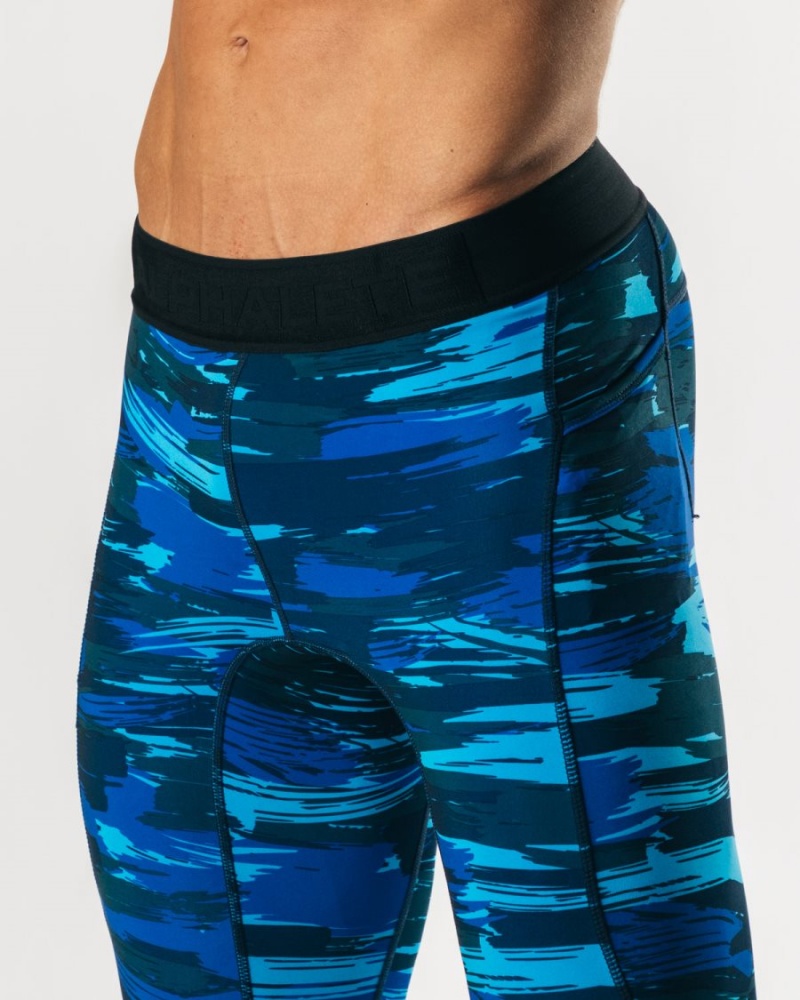 Electric Blue Camo Alphalete Core Training Tight Men's Underwear | 0638957-PE