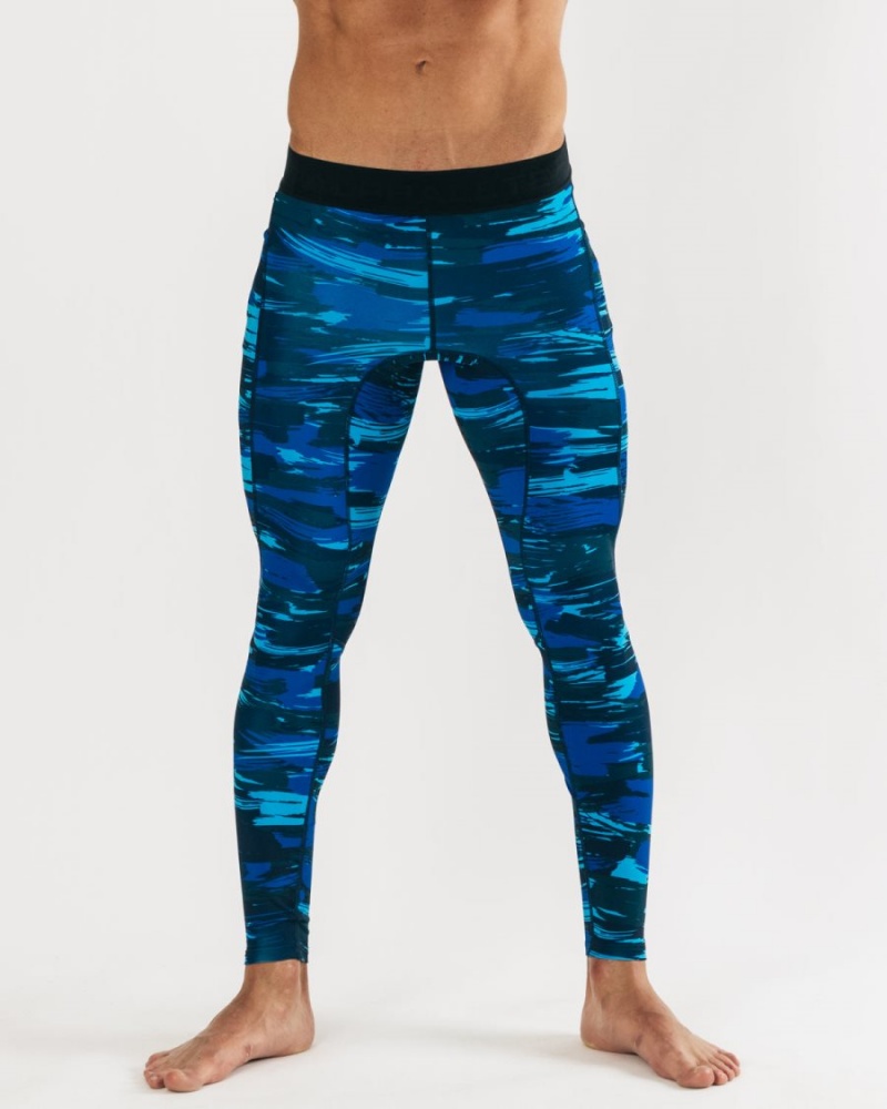 Electric Blue Camo Alphalete Core Training Tight Men\'s Underwear | 0638957-PE