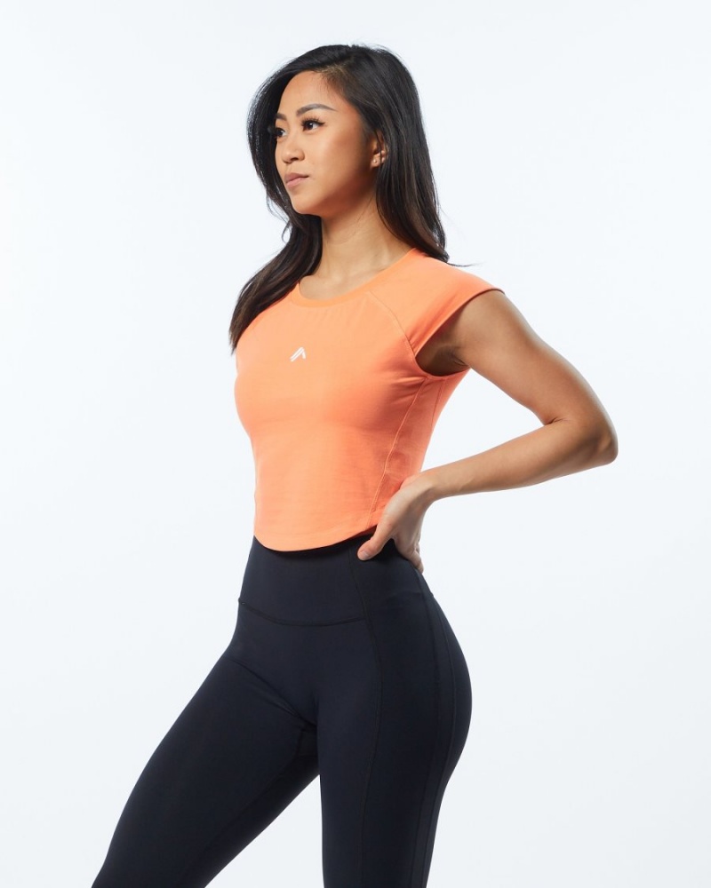 Electric Peach Alphalete Velocity Crop Tee Women's Shirts | 8120463-DL