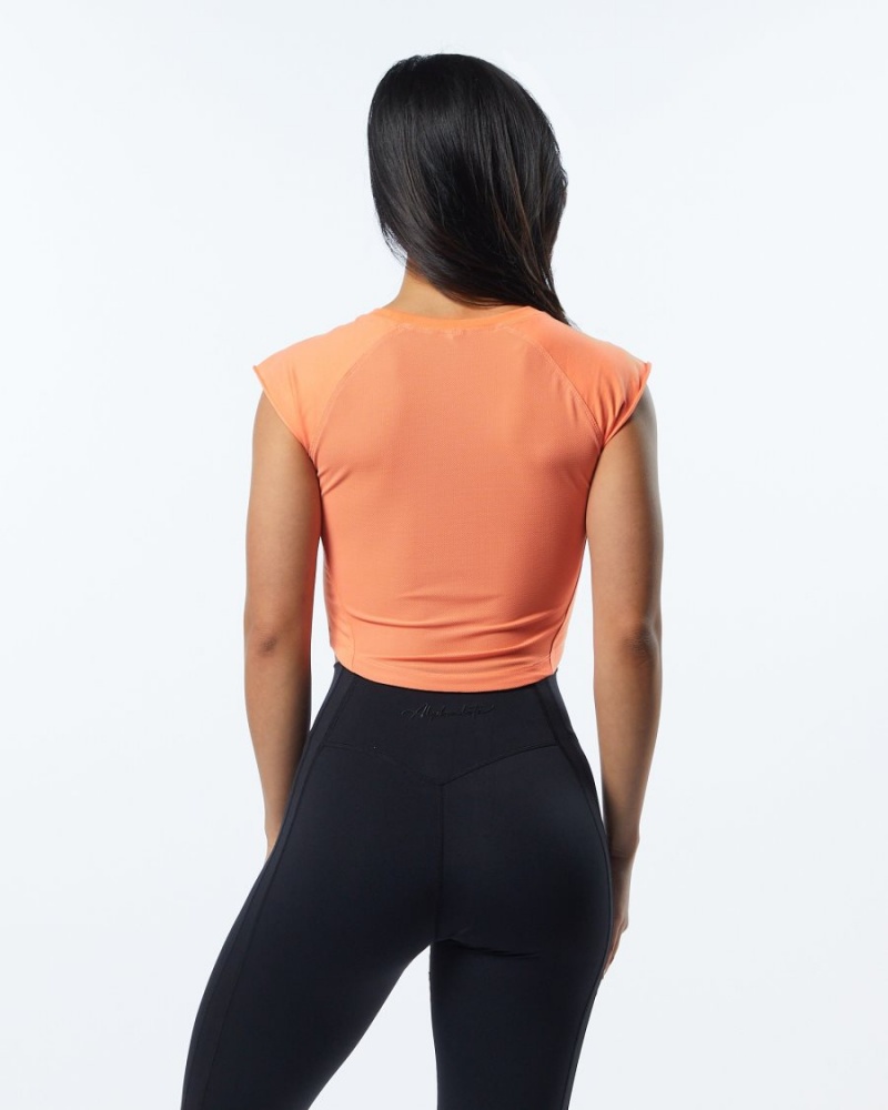 Electric Peach Alphalete Velocity Crop Tee Women's Shirts | 8120463-DL