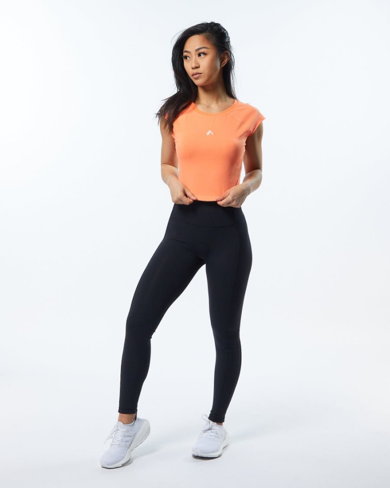 Electric Peach Alphalete Velocity Crop Tee Women's Shirts | 8120463-DL