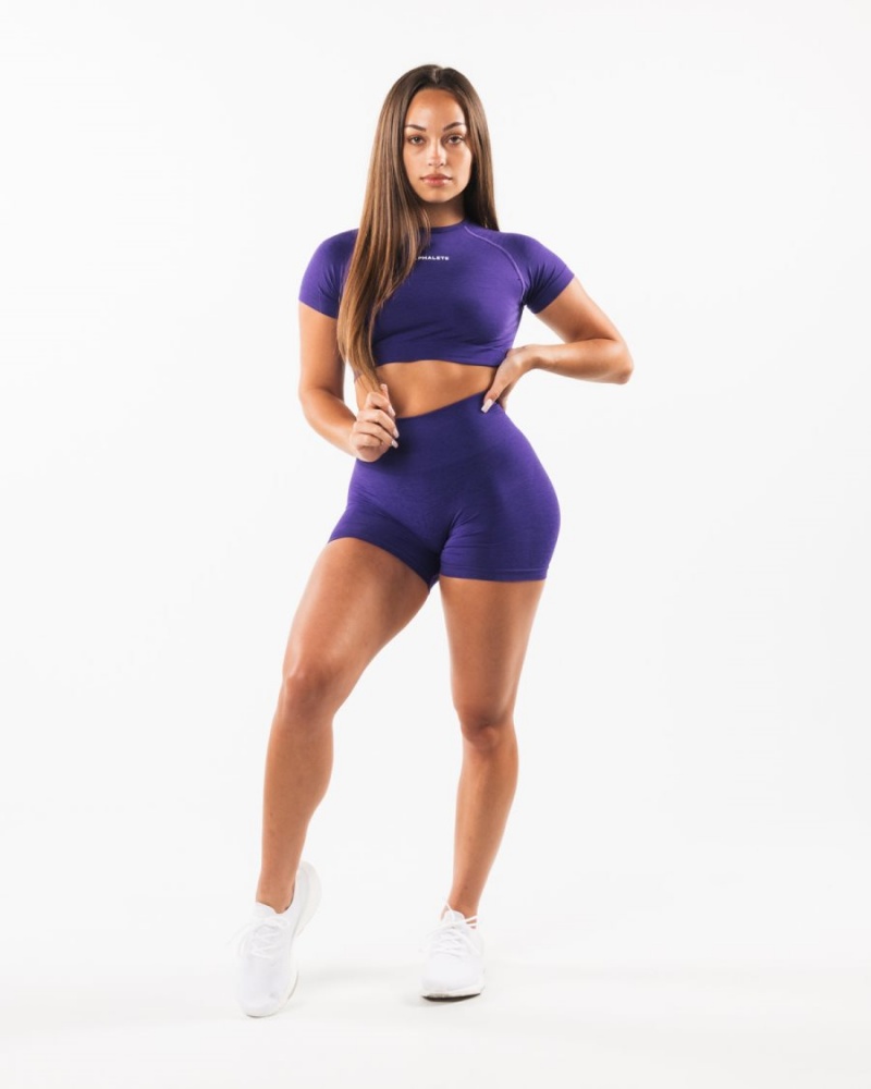 Electric Purple Alphalete Amplify Short 4.5" Women's Shorts | 7850932-CK