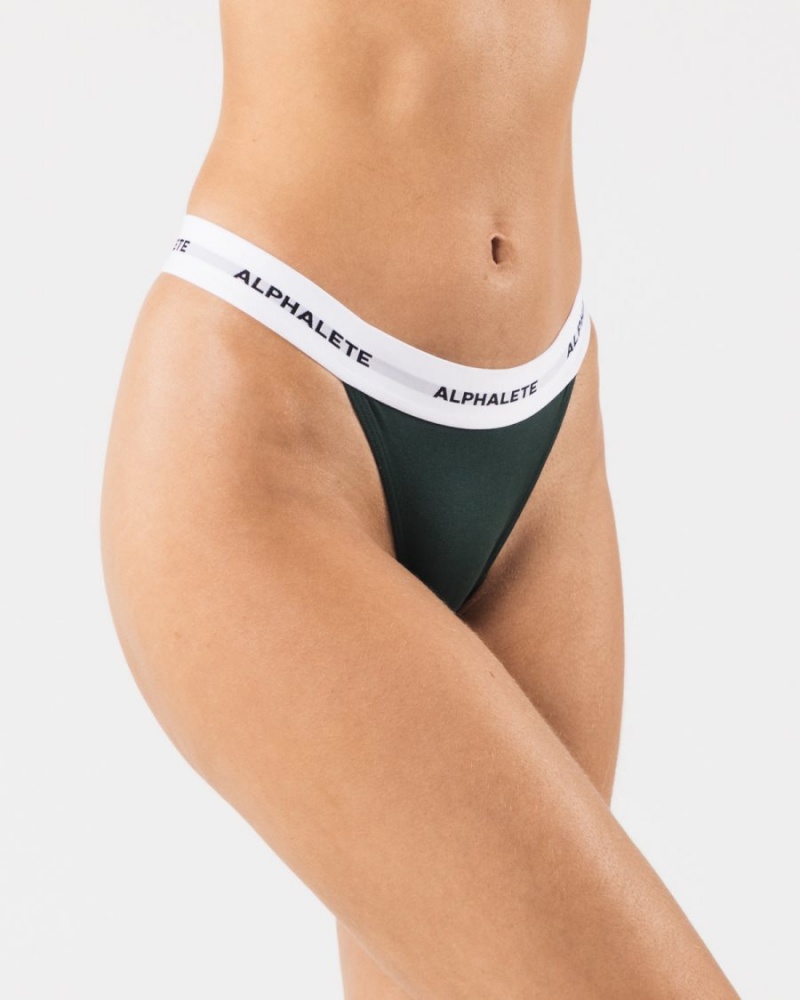 Evergreen Alphalete Acute Thong Women's Underwear | 9420573-XK