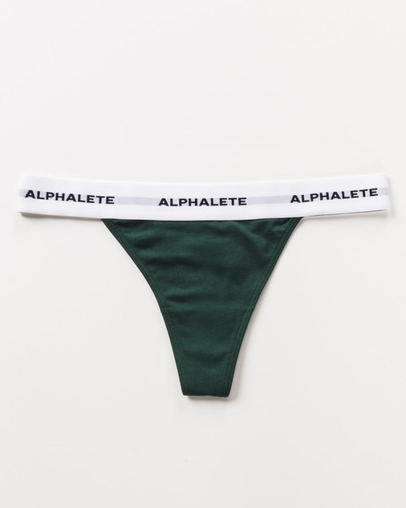 Evergreen Alphalete Acute Thong Women's Underwear | 9420573-XK