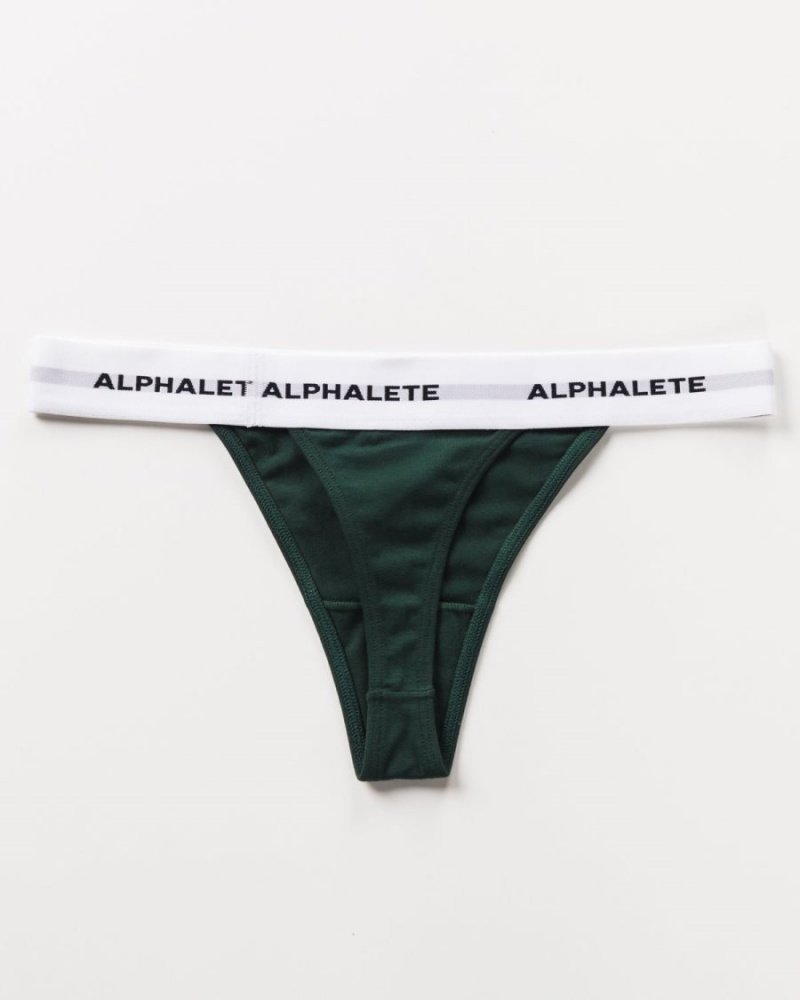 Evergreen Alphalete Acute Thong Women's Underwear | 9420573-XK