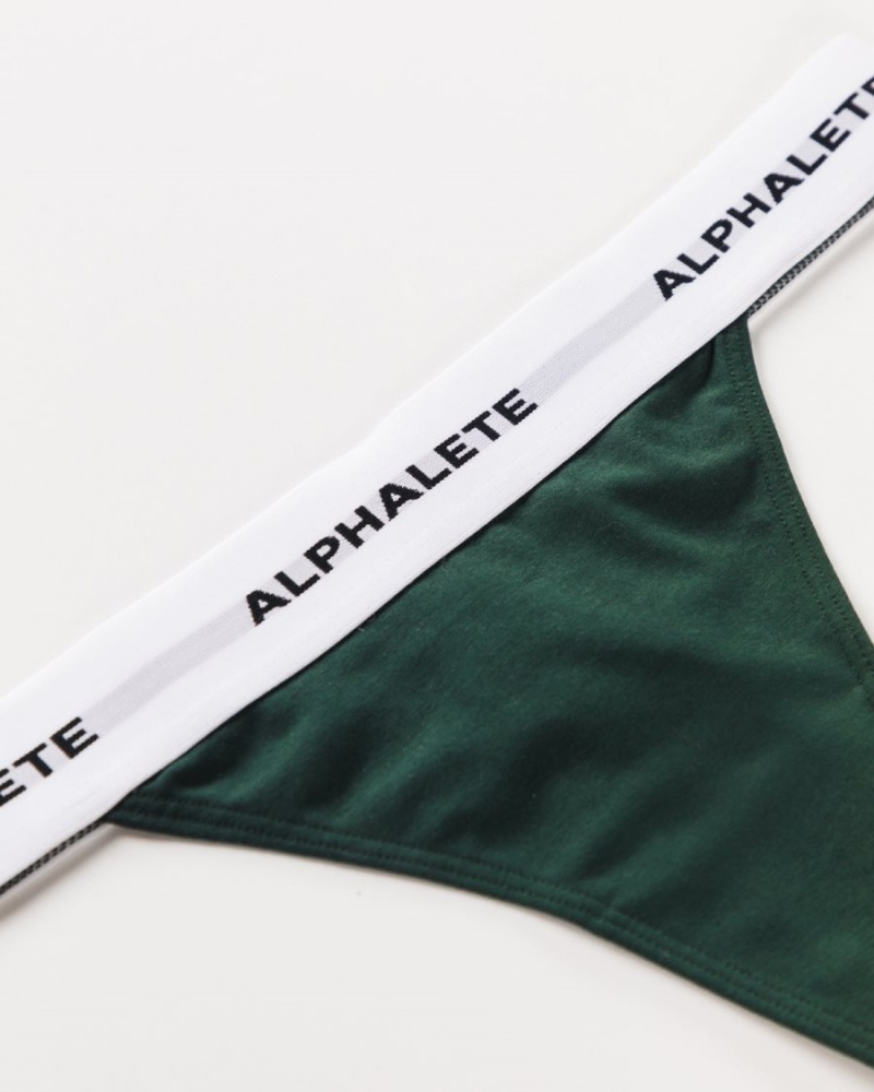 Evergreen Alphalete Acute Thong Women's Underwear | 9420573-XK