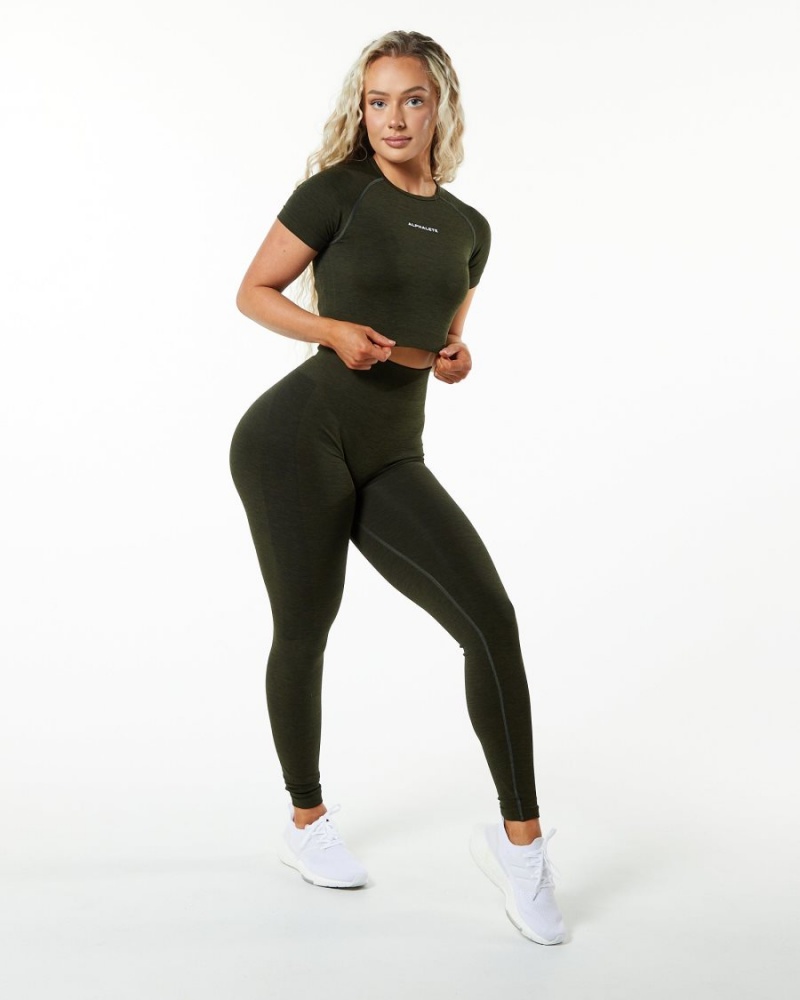 Evergreen Alphalete Amplify SS Crop Women's Shirts | 6308971-XO