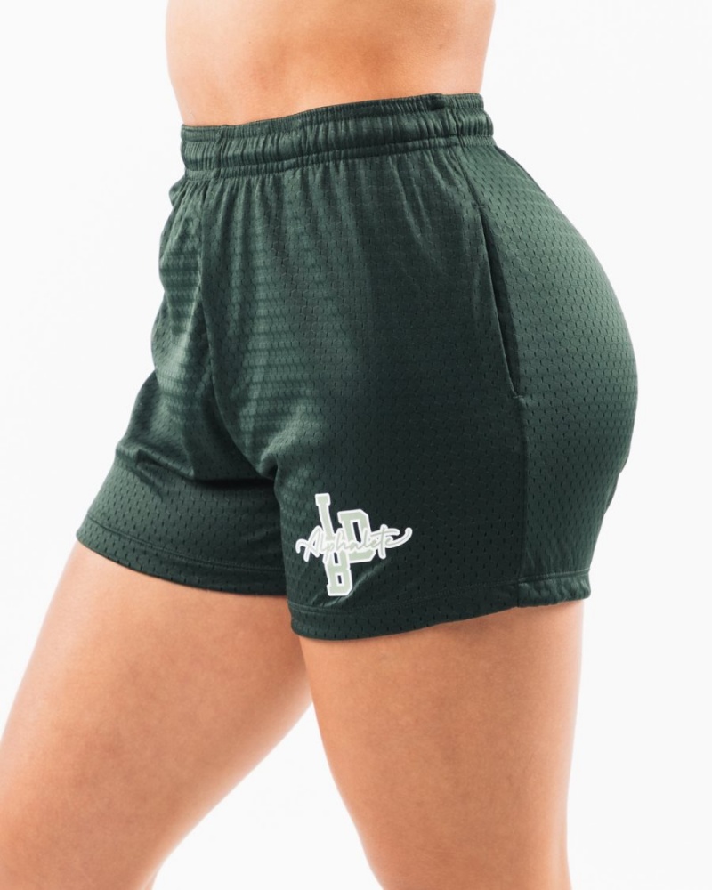 Evergreen Alphalete Signature Mesh Short 4" Women's Shorts | 2683950-TZ