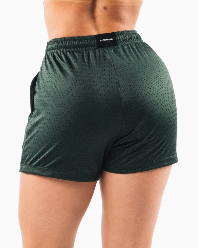 Evergreen Alphalete Signature Mesh Short 4" Women's Shorts | 2683950-TZ