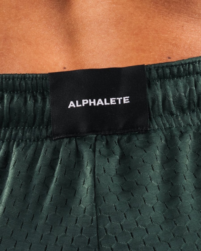 Evergreen Alphalete Signature Mesh Short 4" Women's Shorts | 2683950-TZ