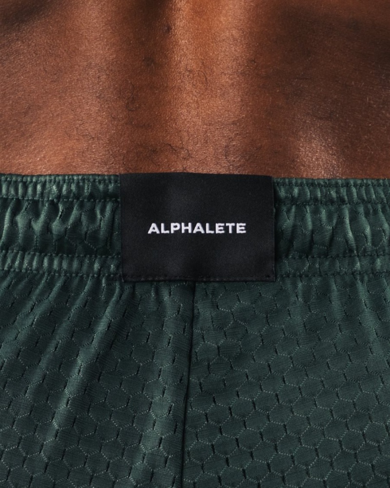 Evergreen Alphalete Wolf Head Mesh Short 6" Men's Shorts | 4059873-KD