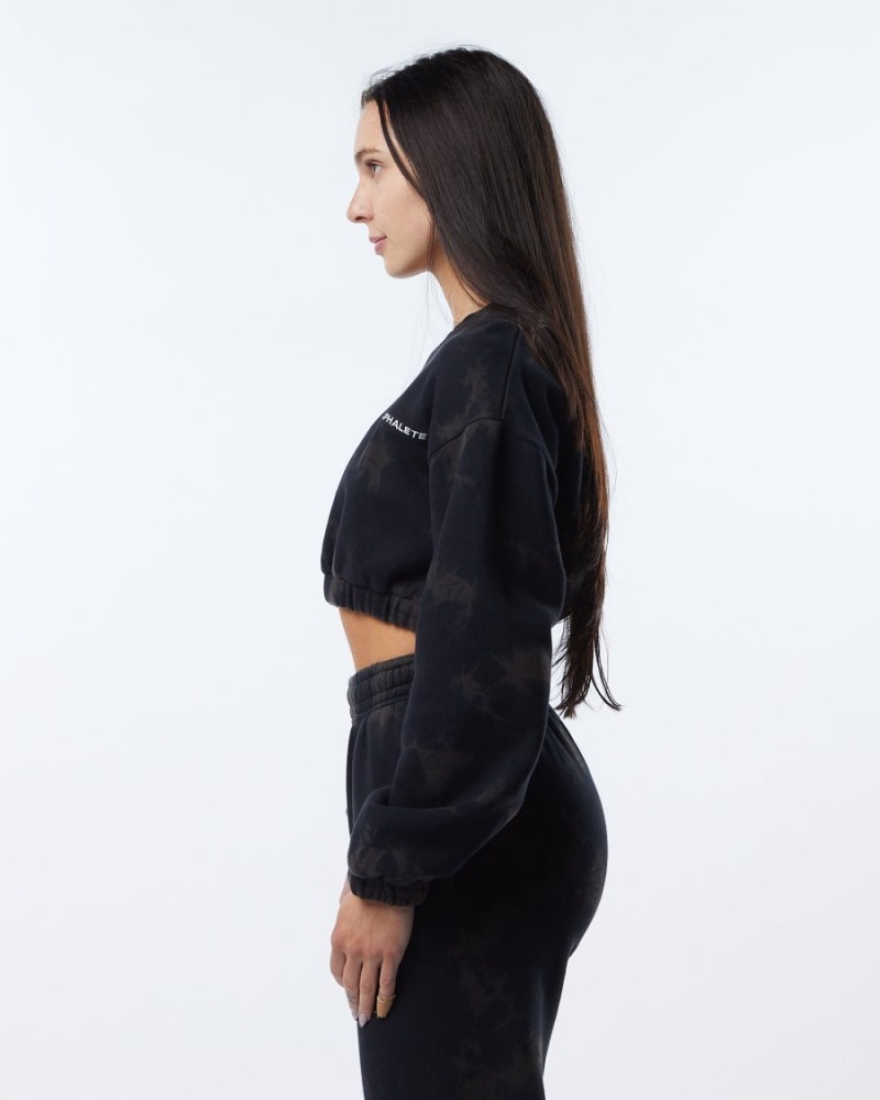 Faded Black Alphalete HCTS Sweater Women's Jackets | 2136589-LB