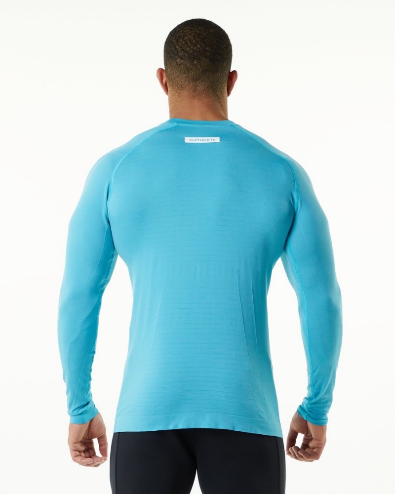 Faded Ocean Alphalete Hero Long Sleeve Tee Men's Shirts | 8206713-FQ