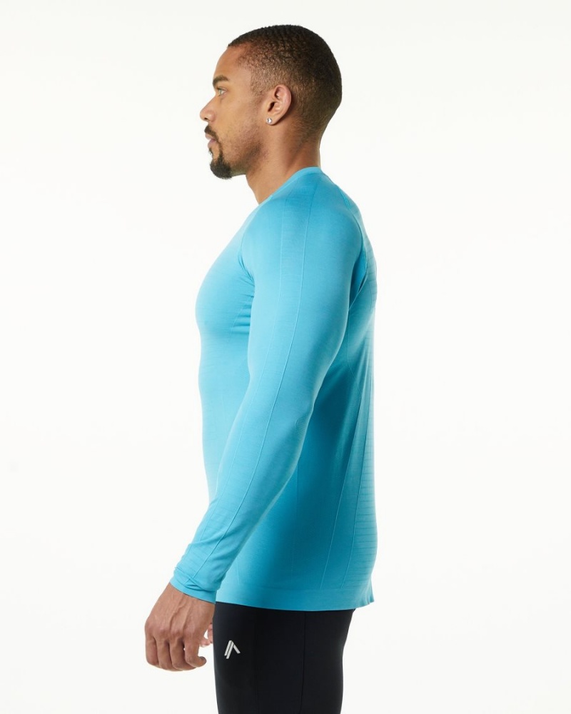 Faded Ocean Alphalete Hero Long Sleeve Tee Men's Shirts | 8206713-FQ