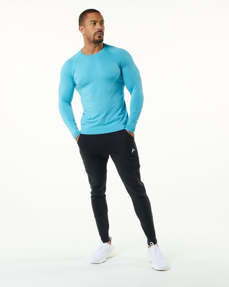 Faded Ocean Alphalete Hero Long Sleeve Tee Men's Shirts | 8206713-FQ