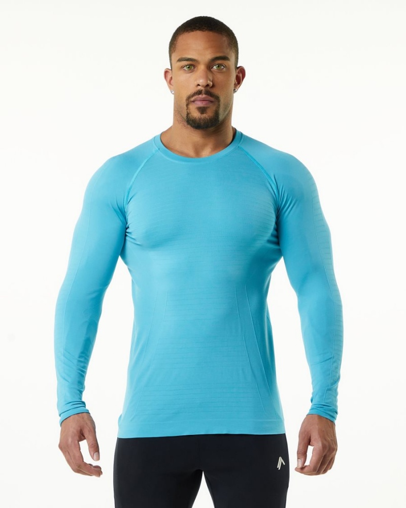 Faded Ocean Alphalete Hero Long Sleeve Tee Men\'s Shirts | 8206713-FQ