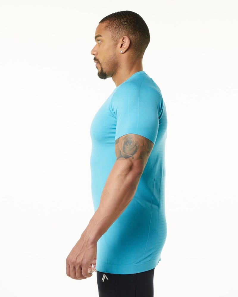 Faded Ocean Alphalete Hero Tee Men's Shirts | 8907362-RF