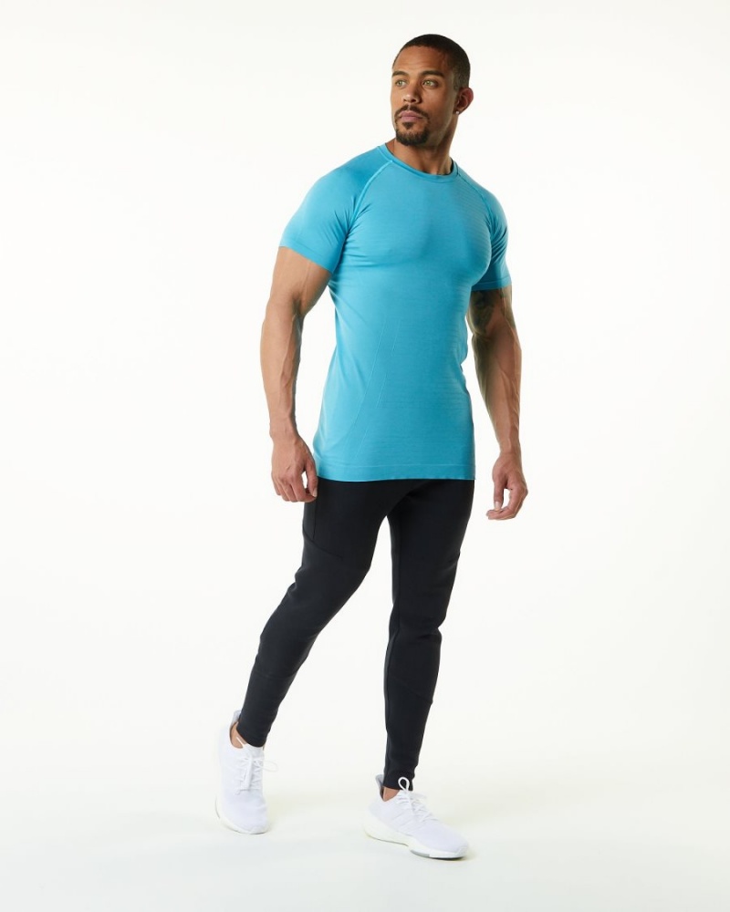 Faded Ocean Alphalete Hero Tee Men's Shirts | 8907362-RF