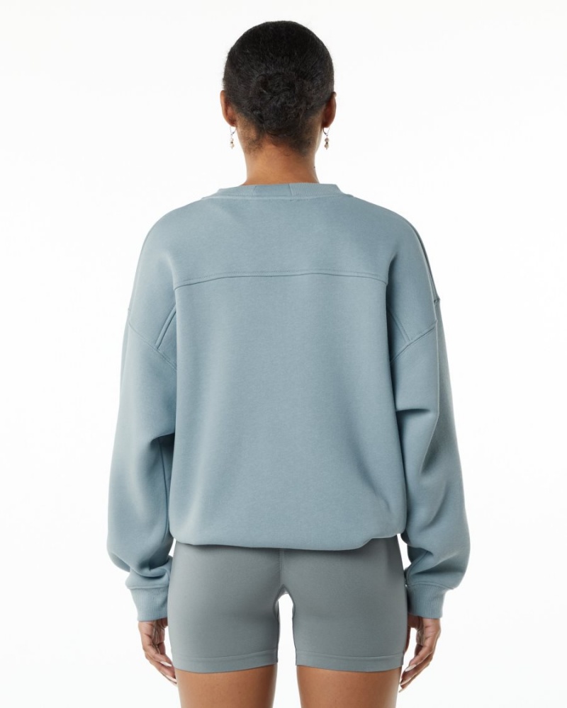 Fog Blue Alphalete Classic Crew Women's Jackets | 9821506-FO