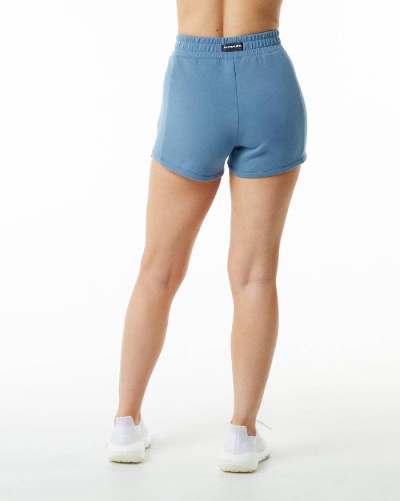 Fog Blue Alphalete ELMTS Athletic Short 3.5" Women's Shorts | 4731256-CI