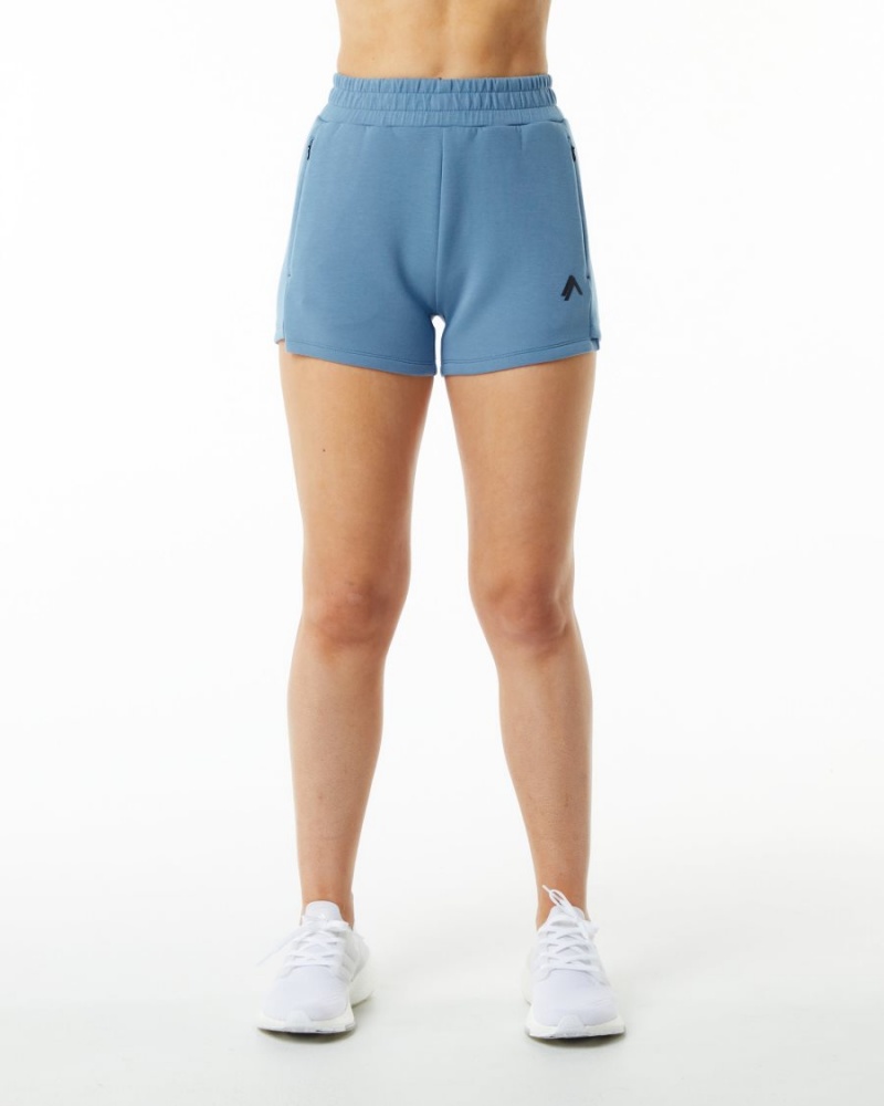 Fog Blue Alphalete ELMTS Athletic Short 3.5" Women's Shorts | 4731256-CI