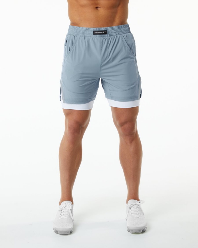 Fog Blue Alphalete Infinity Speed Short 5.5" Men's Shorts | 1649385-SY