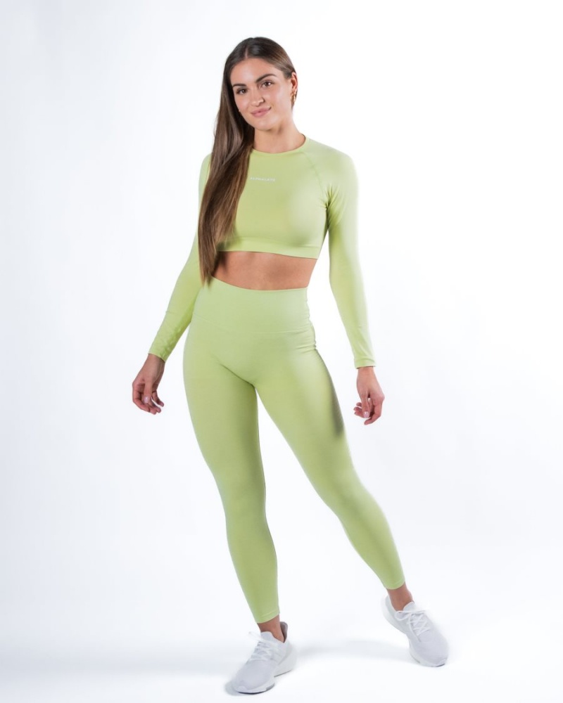 Frozen Spring Alphalete Amplify LS Crop Women's Long Sleeve | 6792358-FP