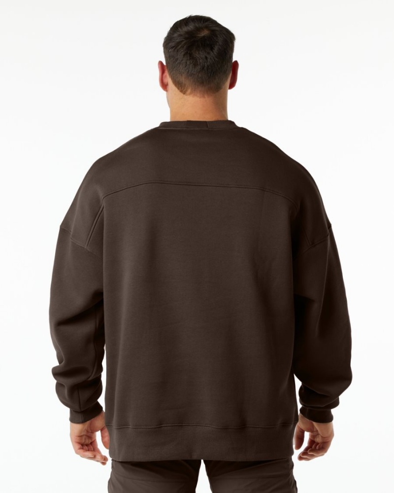 Fudge Brown Alphalete Classic Crew Men's Jackets | 4715896-BT