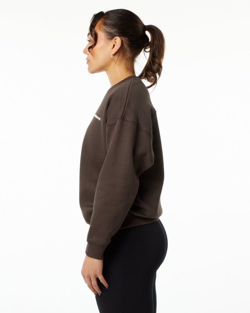 Fudge Brown Alphalete Classic Crew Women's Jackets | 5436720-YU