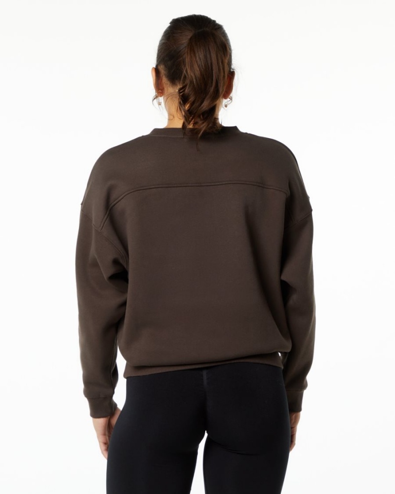 Fudge Brown Alphalete Classic Crew Women's Jackets | 5436720-YU