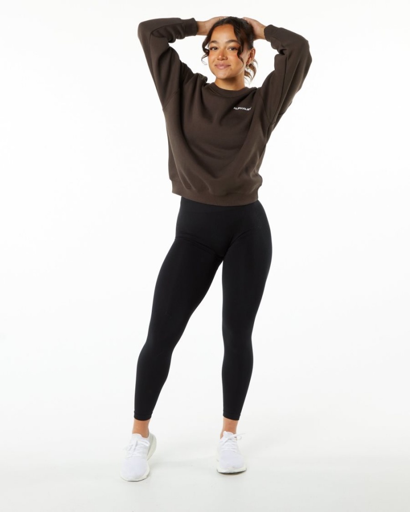 Fudge Brown Alphalete Classic Crew Women's Jackets | 5436720-YU