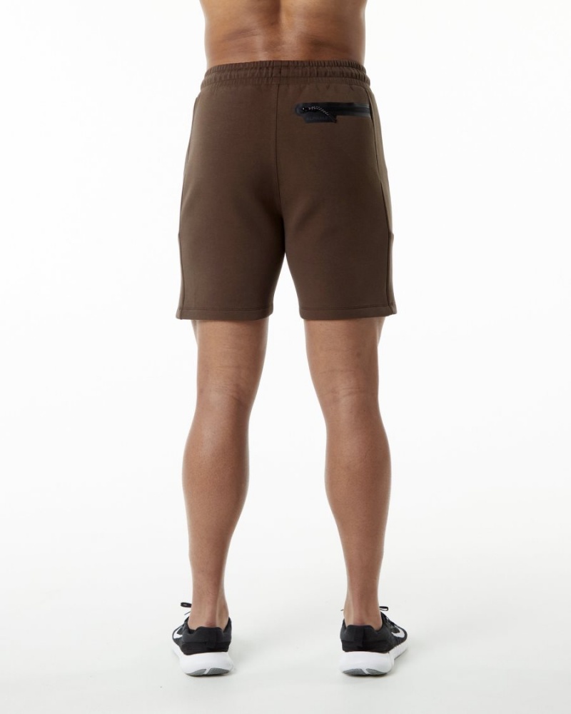 Fudge Brown Alphalete ELMTS Athletic Short 6" Men's Shorts | 7251039-CH