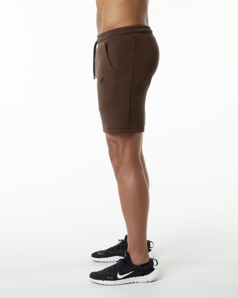 Fudge Brown Alphalete ELMTS Athletic Short 6" Men's Shorts | 7251039-CH