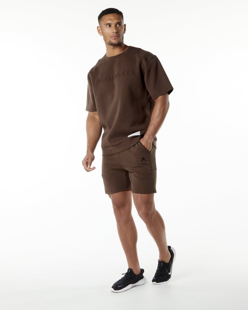 Fudge Brown Alphalete ELMTS Athletic Short 6" Men's Shorts | 7251039-CH