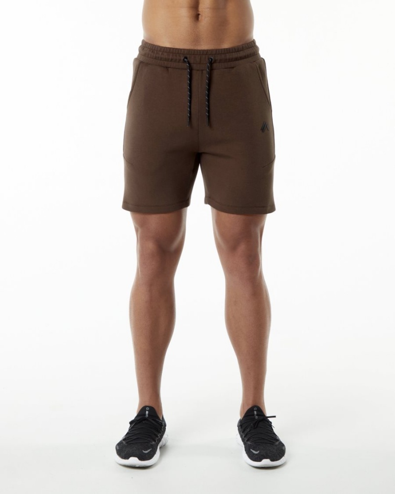 Fudge Brown Alphalete ELMTS Athletic Short 6" Men\'s Shorts | 7251039-CH