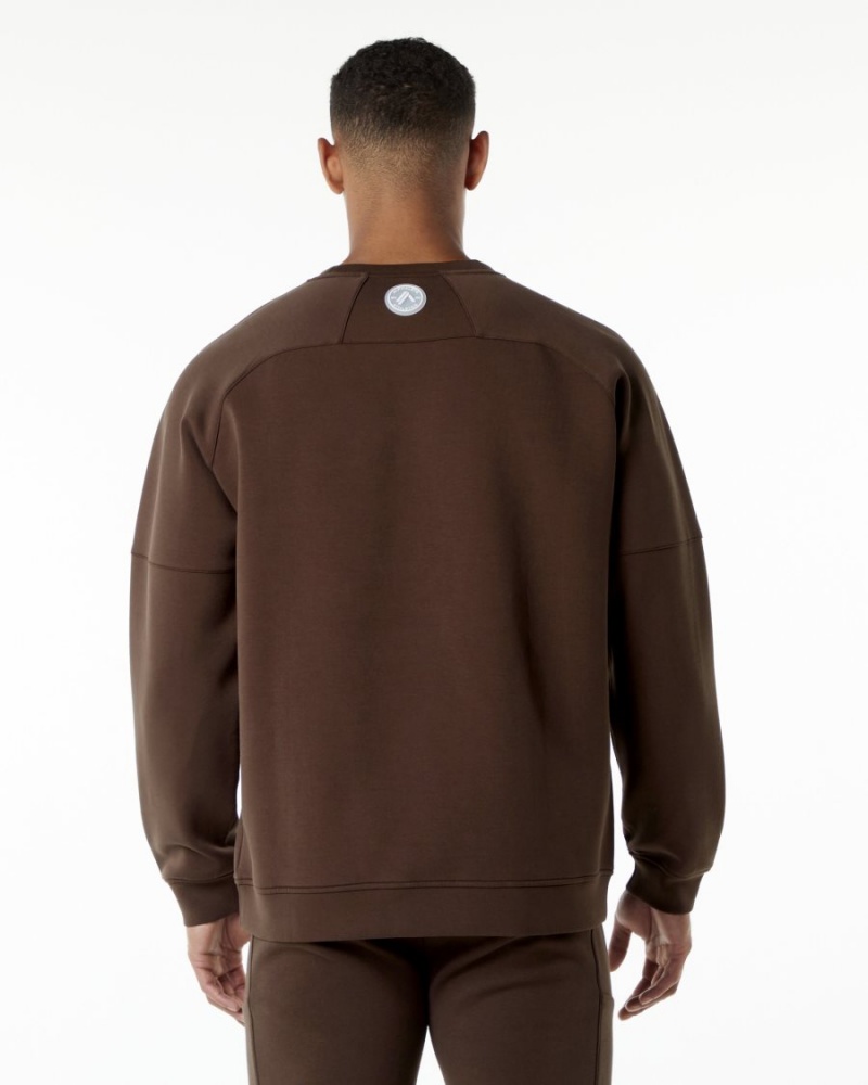 Fudge Brown Alphalete ELMTS Crewneck Sweater Men's Jackets | 1652874-HR