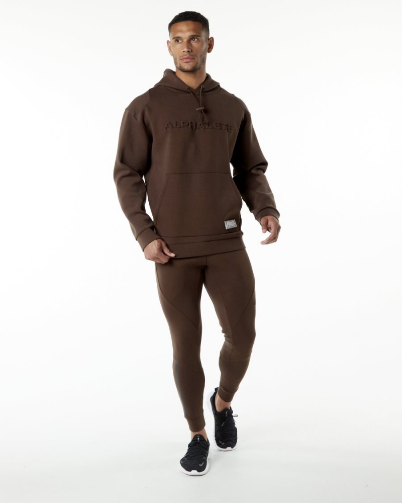 Fudge Brown Alphalete ELMTS Hoodie Men's Hoodie | 3471290-TG