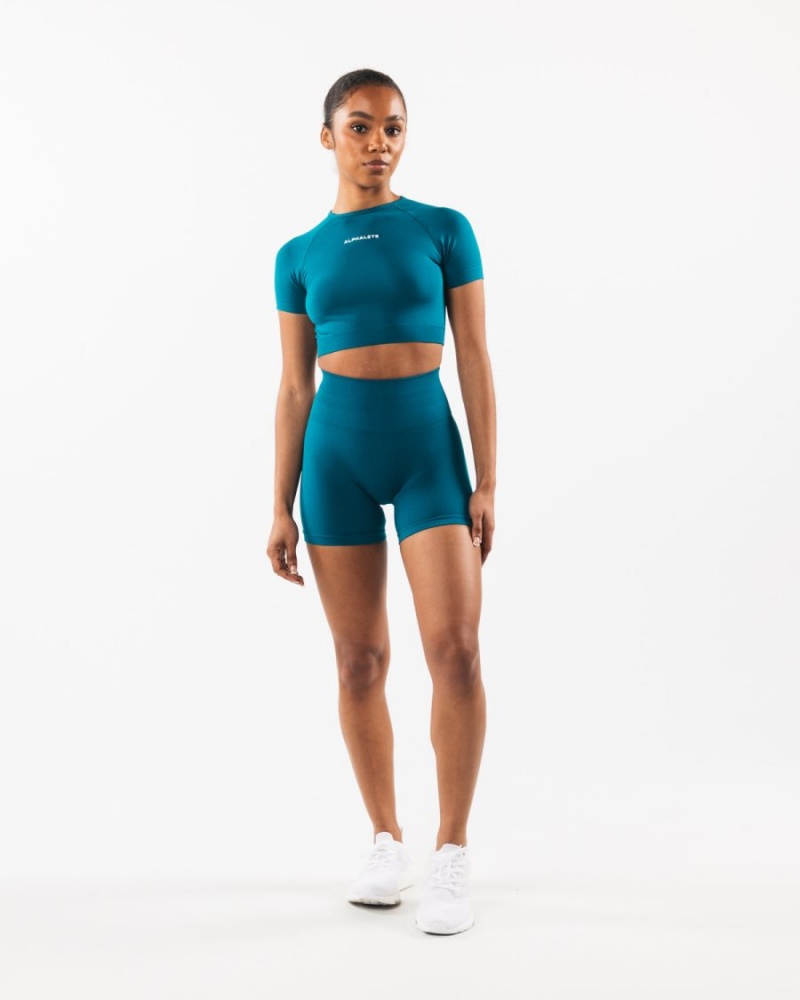 Galactic Ocean Alphalete Amplify SS Crop Women's Shirts | 1372658-AJ