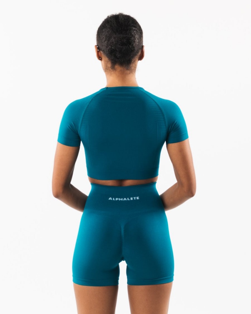 Galactic Ocean Alphalete Amplify SS Crop Women's Shirts | 1372658-AJ