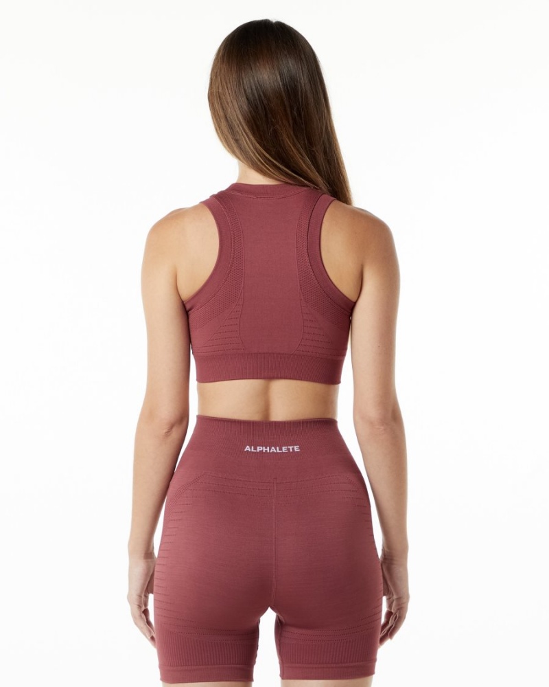 Gingerbread Alphalete Ozone Crop Bra Women's Sports Bra | 9704516-LG