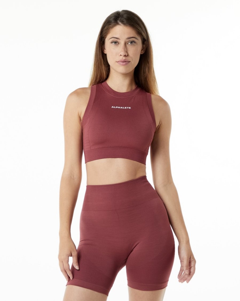 Gingerbread Alphalete Ozone Crop Bra Women\'s Sports Bra | 9704516-LG