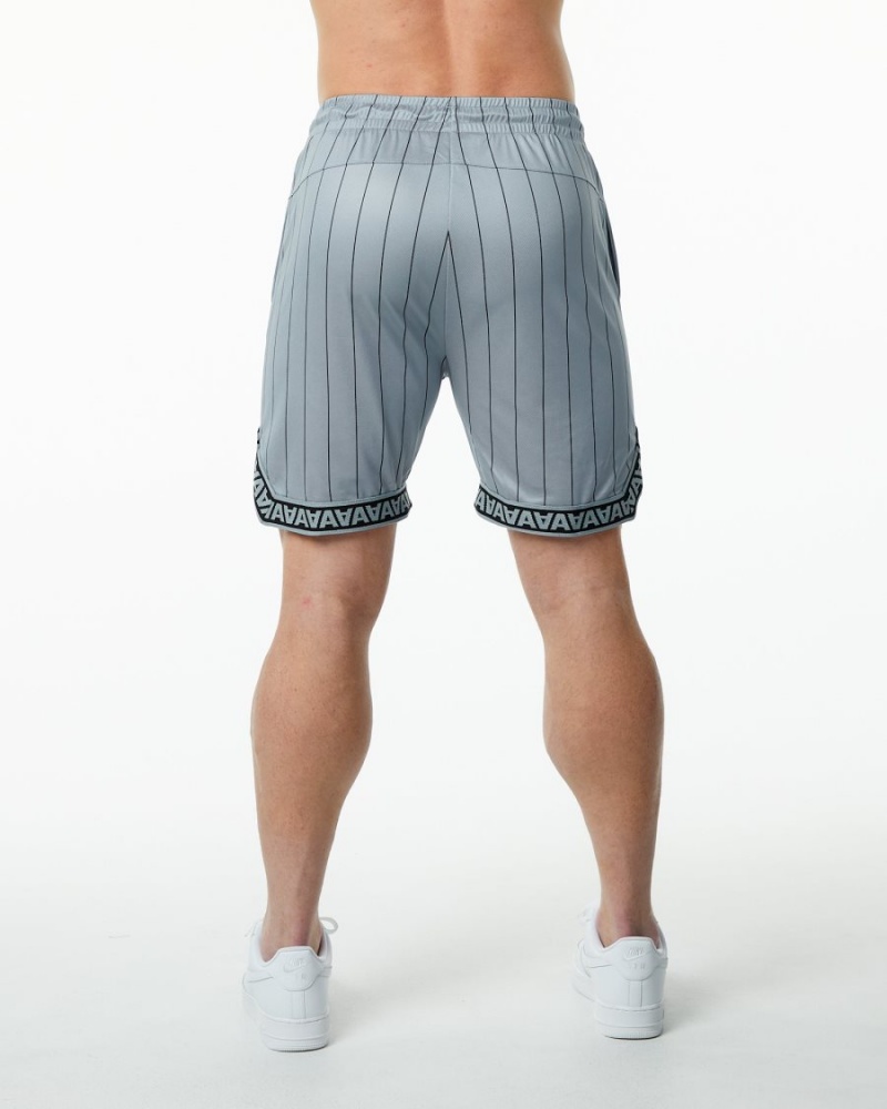 Grey Pinstripe Alphalete Varsity Basketball Short 9" Men's Shorts | 9852173-ZY