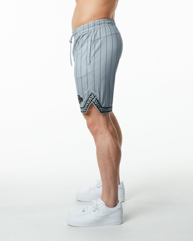 Grey Pinstripe Alphalete Varsity Basketball Short 9" Men's Shorts | 9852173-ZY