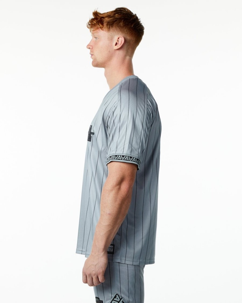 Grey Pinstripe Alphalete Varsity NFL Jersey Men's Shirts | 1304957-NE