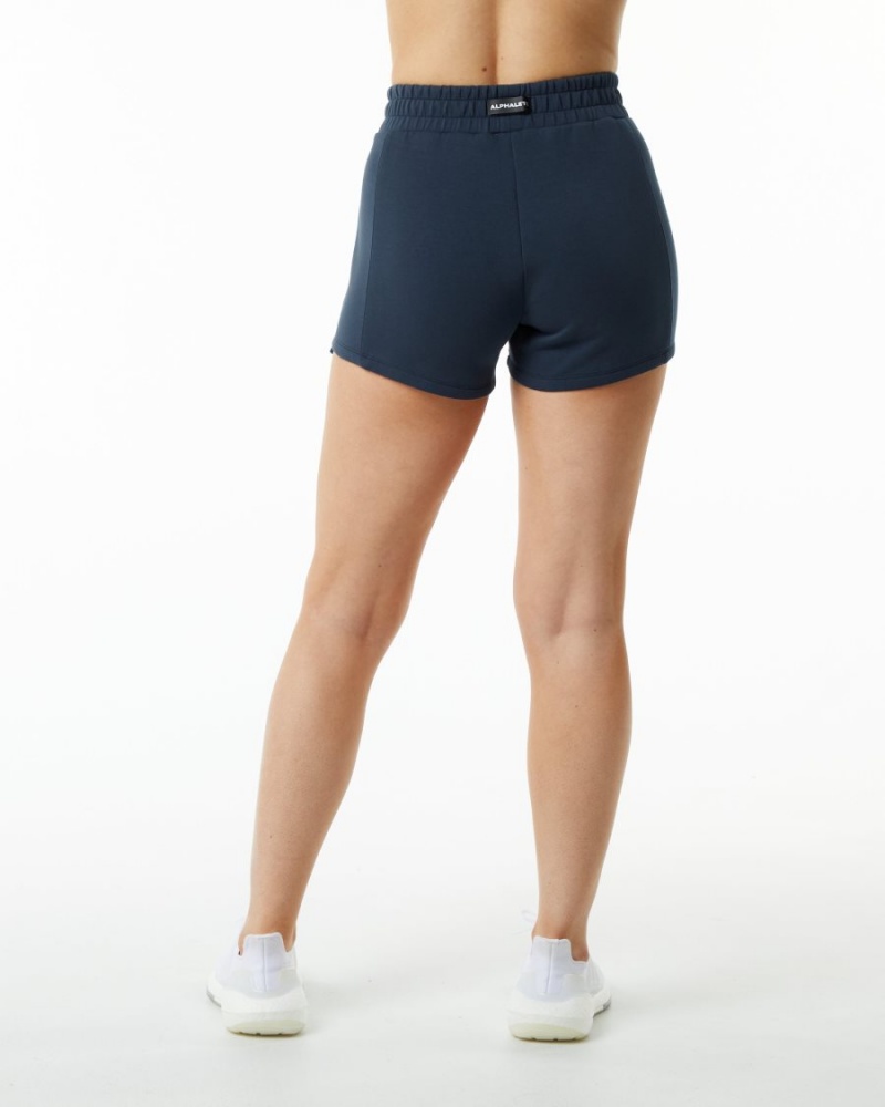 Harbor Navy Alphalete ELMTS Athletic Short 3.5" Women's Shorts | 6540798-WB